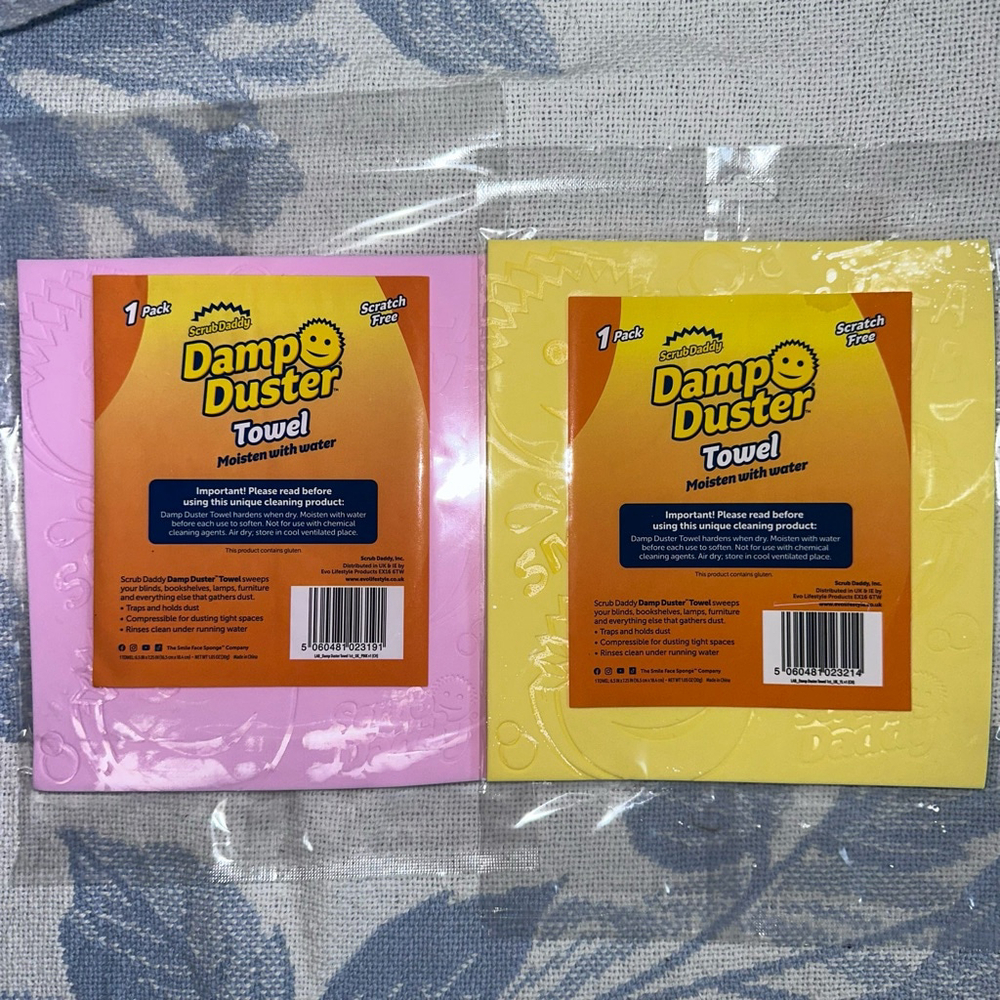 NIP Scrub Daddy Damp Duster Towel Pink Yellow Bundle Set Of 2